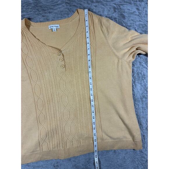 Vintage Butter Yellow Cable Knit Sweater Womens 2X Cotton Eclectic Grandpa Y2K - Picture 14 of 14